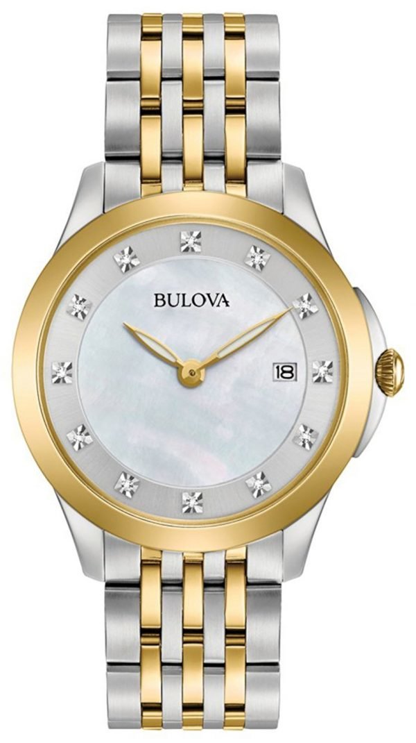 Bulova Diamond 98s161 Kello Valkoinen / Kullansävytetty Teräs