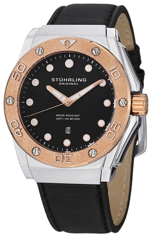 Stührling Original Aquadiver 723.03 Kello Musta / Nahka