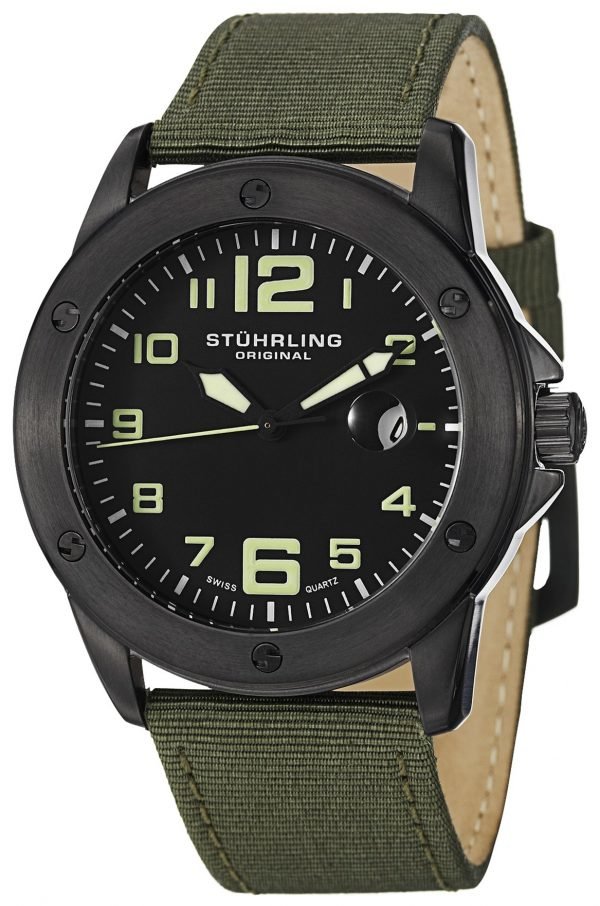 Stührling Original Aviator 463.335do54 Kello Musta / Tekstiili