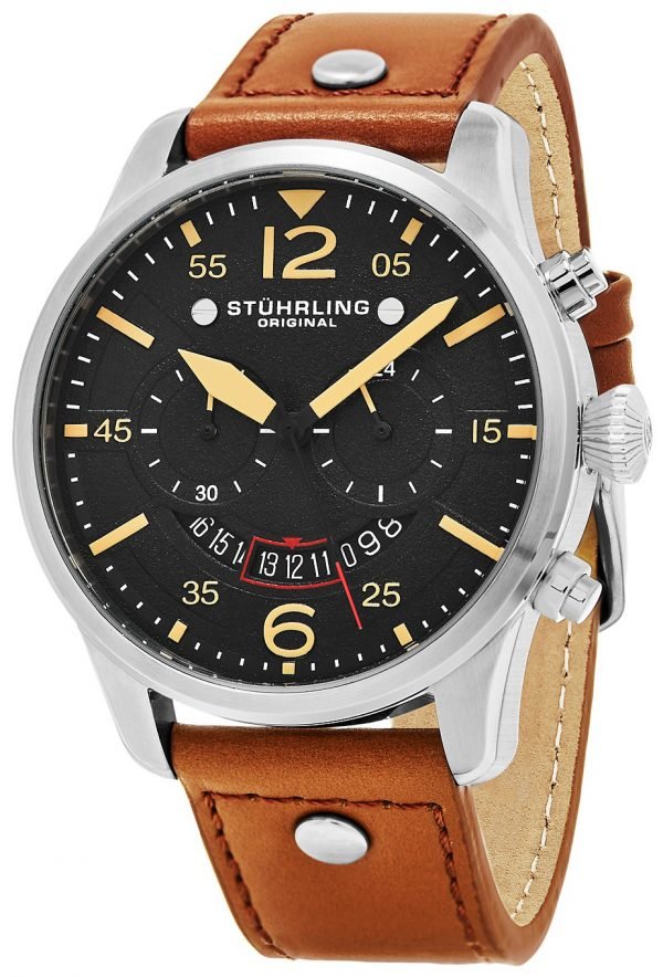 Stührling Original Aviator 473.01 Kello Musta / Nahka