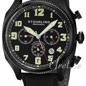 Stührling Original Aviator Aviator 584.02 Kello Musta / Nahka