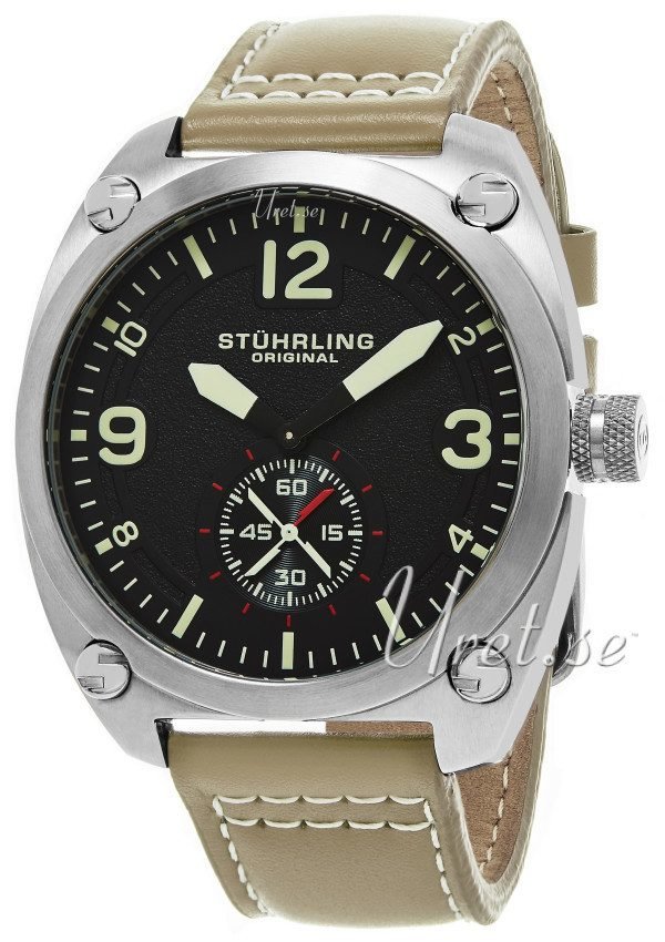 Stührling Original Aviator Tuskegee 581.03 Kello Musta / Nahka